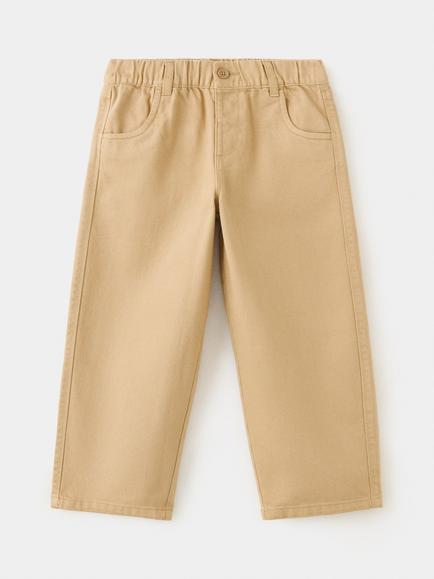 Mango Kids' Mid-Rise Elastic Waist Straight Trousers, Camel, Camel