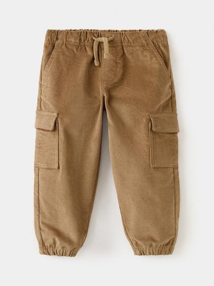 Mango Kids' Corduroy Cargo Joggers, Tobacco, Tobacco