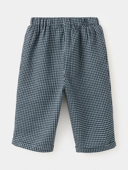 Mango Kids' Gingham Mid Rise Trousers, Petrol - view 2, Petrol