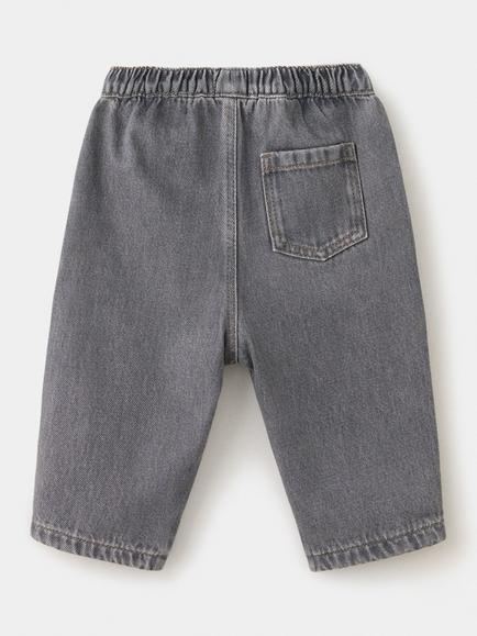 Mango Baby Elastic Waistband Straight Leg Jeans, Grey - view 2, Grey