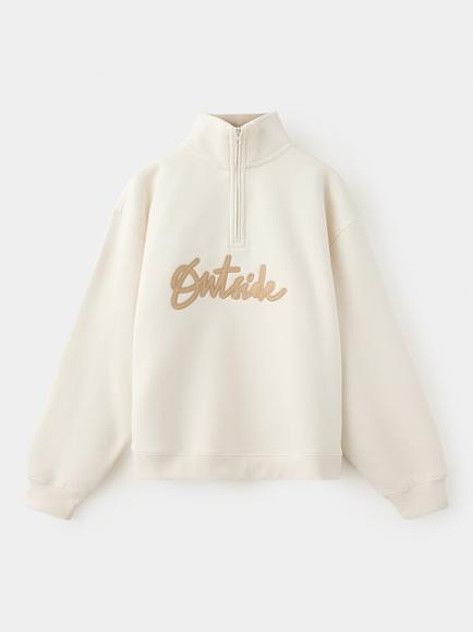 Mango Kids' Quarter Zip Neck Sweatshirt, Sand, Sand