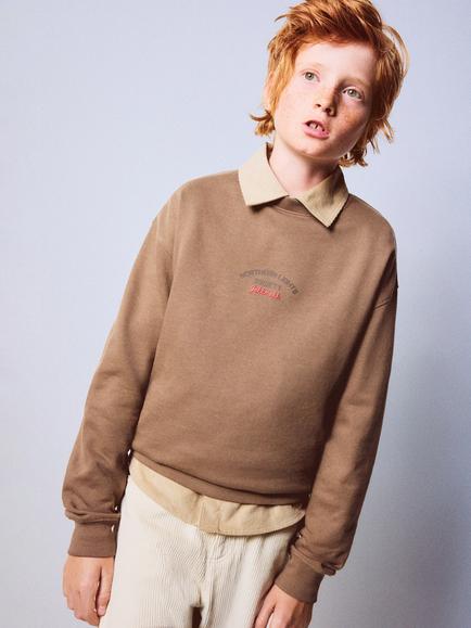 Mango Kids' Oversized Crew Sweatshirt, Coffee, Coffee