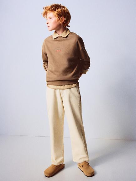 Mango Kids' Oversized Crew Sweatshirt, Coffee - view 2, Coffee