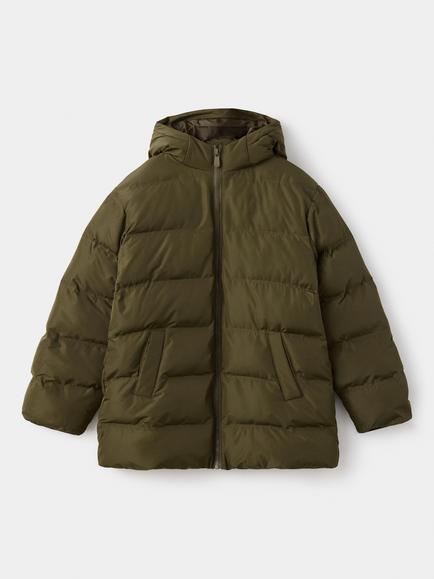Mango Kids' Quilted Hooded Parka Coat, Khaki