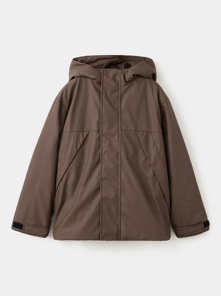 Mango Kids' Water Repellent Hooded Parka, Brown, Brown