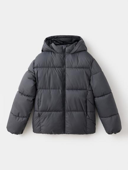 Mango Kids' Hooded Puffer Coat, Anthracite, Anthracite