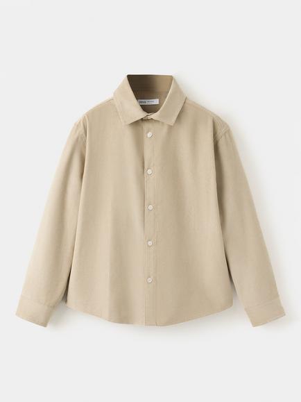 Mango Kids' Camisa Long Sleeve Corduroy Shirt, Sand, Sand
