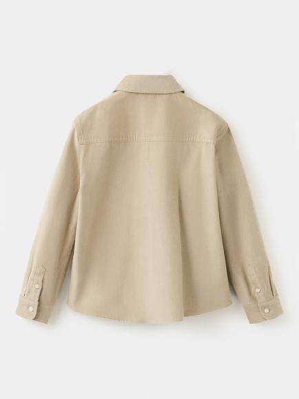 Mango Kids' Camisa Long Sleeve Corduroy Shirt, Sand - view 2, Sand