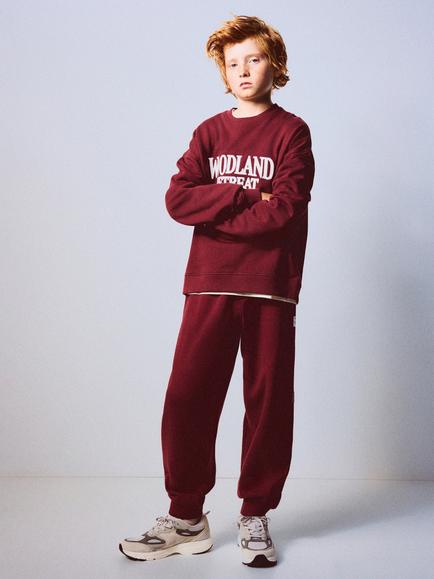 Mango Kids' Pure Cotton Drawstring Joggers, Garnet, Garnet