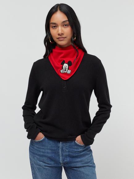 Chinti & Parker x Disney Mickey Wool Rich with Cashmere Bandana - view 2, Red