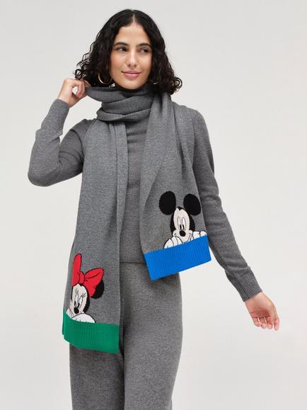 Chinti & Parker x Disney Mickey Minnie Wool Rich with Cashmere Scarf, Grey - view 2, Grey