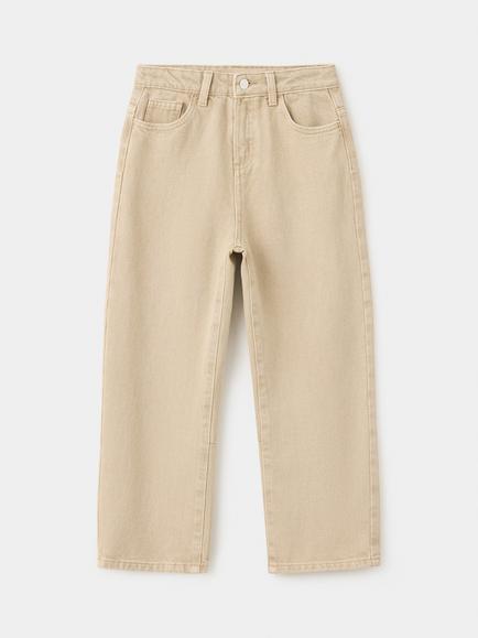 Mango Kids' Barrel Leg Jeans, Sand, Sand