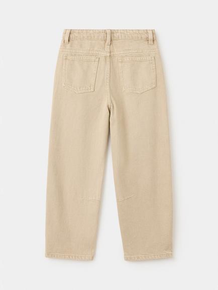 Mango Kids' Barrel Leg Jeans, Sand - view 2, Sand