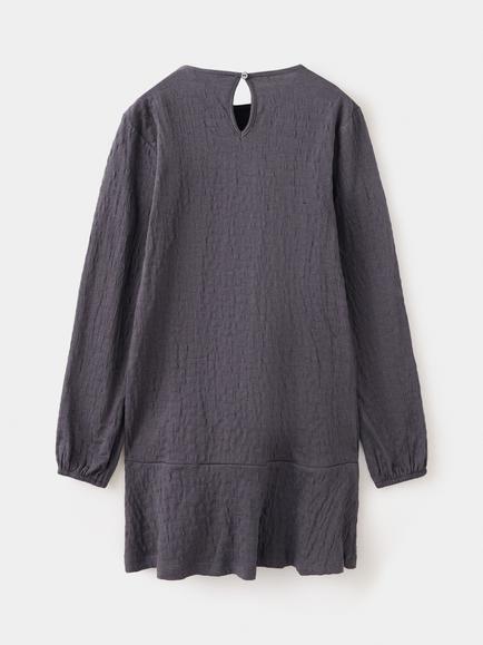 Mango Kids' Textured Long Sleeve Dress, Anthracite - view 2, Anthracite