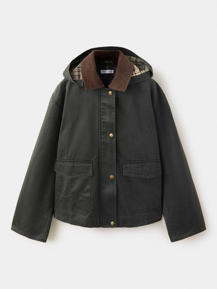 Mango Kids' Hooded Harrington Jacket, Khaki, Khaki