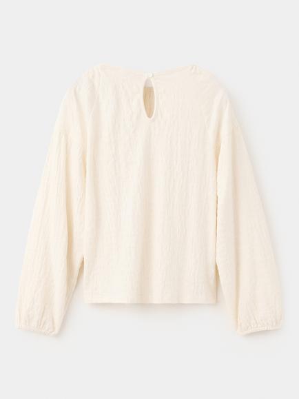 Mango Kids' Camiseta Long Sleeve Lace Trim Blouse, Beige - view 2, Beige