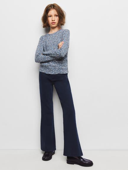 Mango Kids' Mid Rise Flared Jeans, Navy, Navy