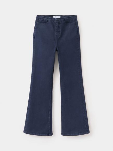 Mango Kids' Mid Rise Flared Jeans, Navy - view 2, Navy