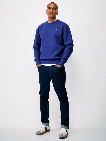 Crew Clothing Cotton Blend Crew Neck Sweatshirt, Bright Blue