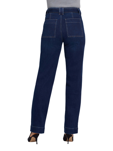 NYDJ Kasey Stovepipe Super High Rise Jeans with Belt, Halcyon - view 2, Halcyon