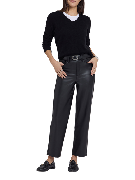 NYDJ Kasey Stovepipe Faux Leather Trousers, Black, Black