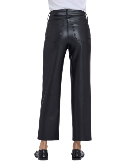 NYDJ Kasey Stovepipe Faux Leather Trousers, Black - view 2, Black