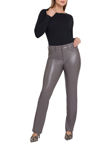NYDJ Faux Leather Marilyn Straight Trousers, Falcon, Falcon