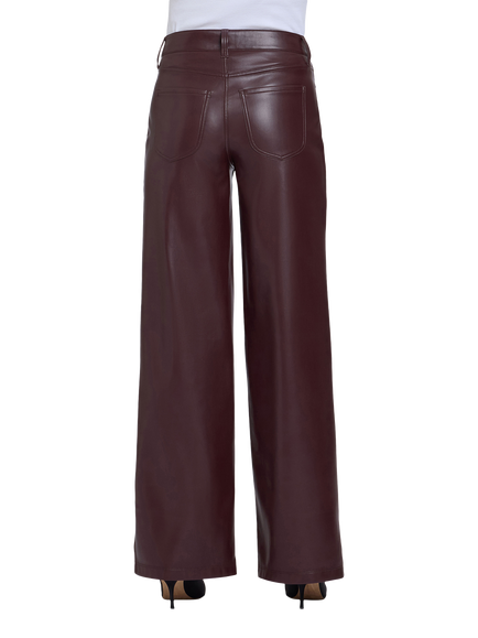 NYDJ Sculpt Her Teresa Vegan Stretch Leather Wide Leg Trousers, Bitter Chocolate - view 2, Bitter Chocolate