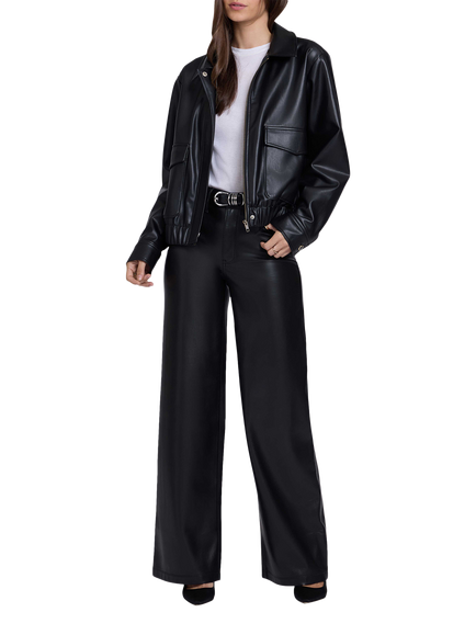 NYDJ Sculpt Her Teresa Vegan Stretch Leather Wide Leg Trousers, Black - view 2, Black