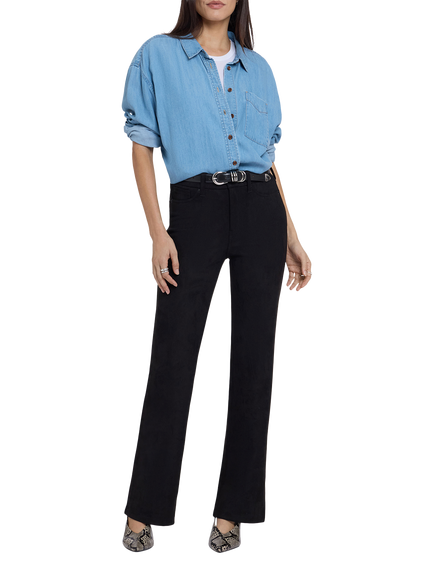 NYDJ Sculpt Her Faux Suede Brooklyn Bootcut Trousers, Black