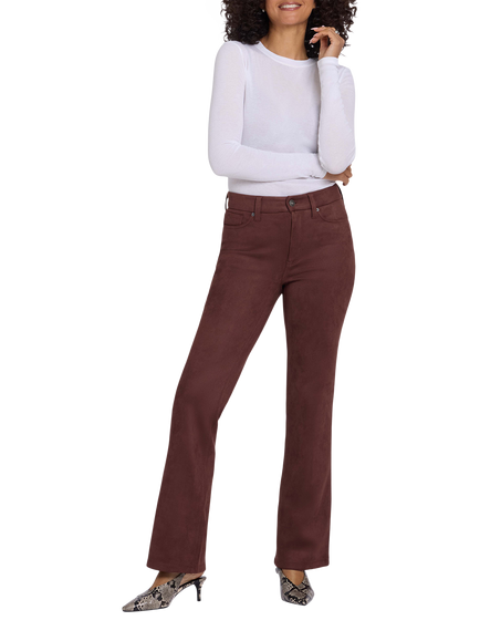 NYDJ Sculpt Her Faux Suede Brooklyn Bootcut Trousers, Chocolate Fondant