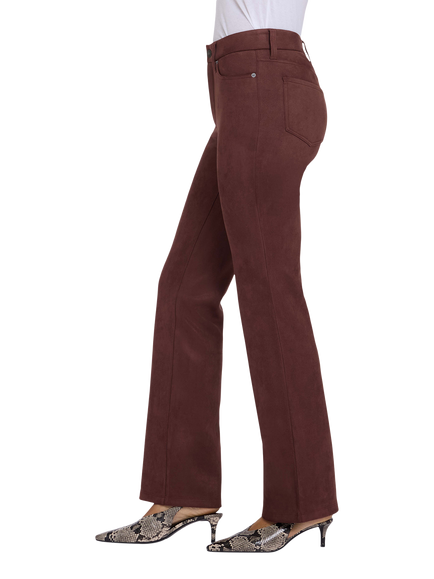 NYDJ Sculpt Her Faux Suede Brooklyn Bootcut Trousers - view 2, Chocolate Fondant