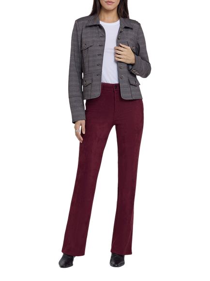 NYDJ Sculpt Her Faux Suede Brooklyn Bootcut Trousers, True Burgundy, True Burgundy