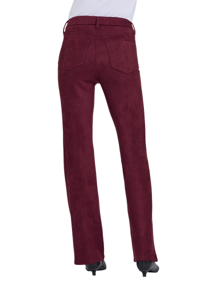 NYDJ Sculpt Her Faux Suede Brooklyn Bootcut Trousers, True Burgundy - view 2, True Burgundy
