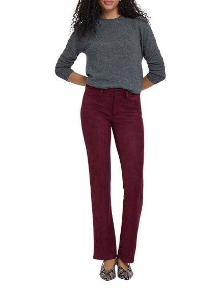 NYDJ Faux Suede Marilyn Straight Trousers, True Burgundy, True Burgundy