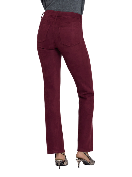NYDJ Faux Suede Marilyn Straight Trousers, True Burgundy - view 2, True Burgundy