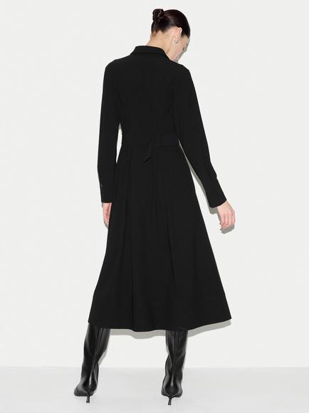 Jigsaw Crepe Belted Shirt Dress, Black - view 2, Black