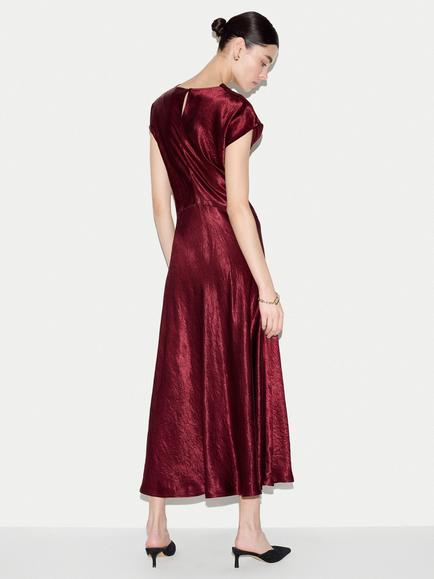 Jigsaw Textured Cowl Neck Dress, Burgundy - view 2, Burgundy