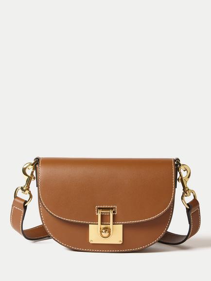 Jigsaw Leather Saddle Shoulder Bag, Tan, Tan