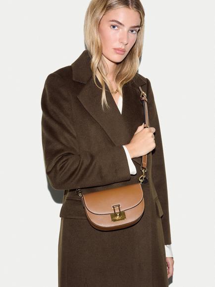 Jigsaw Leather Saddle Shoulder Bag, Tan - view 2, Tan