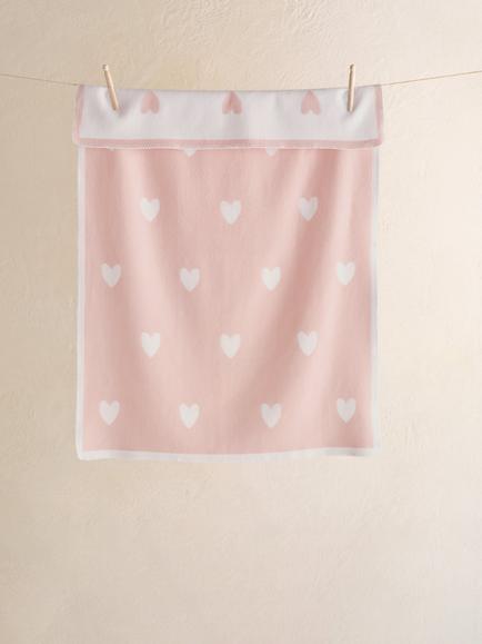 The White Company Baby Brushed Cotton Blanket, Whitepink, Whitepink