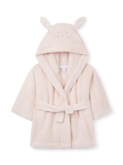 The White Company Baby Pure Cotton Bunny Dressing Gown, Pink, Pink