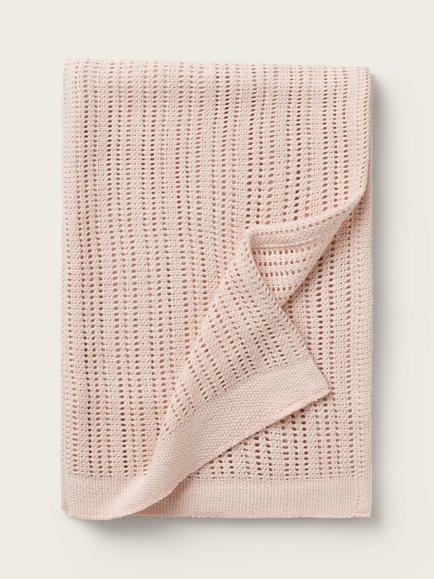 The White Company Baby Pure Cotton Cellular Blanket, Blossom