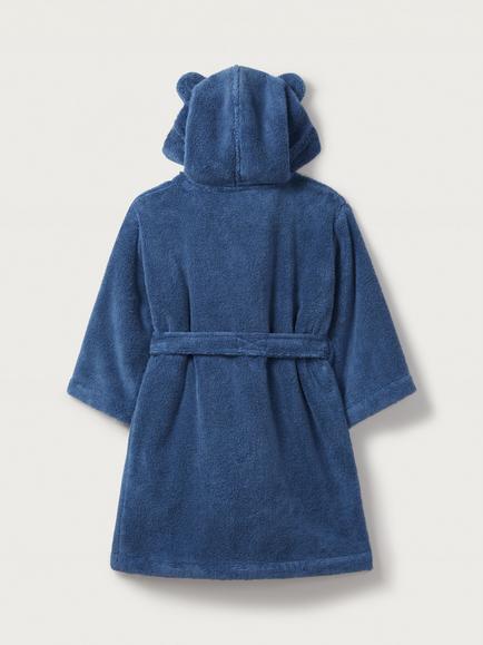 The White Company Baby Cotton Towelling Hooded Ears Robe - view 2, Blue