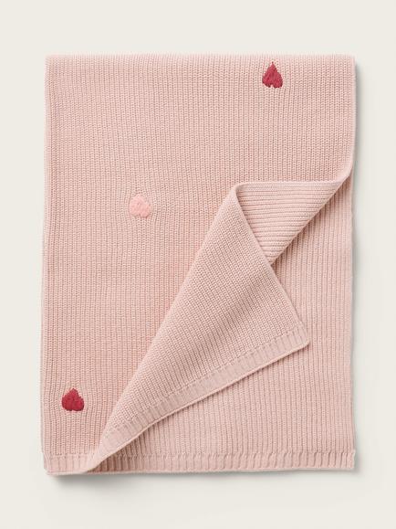 The White Company Baby Organic Cotton Blend Heart Blanket, Pink, Dusty Pink