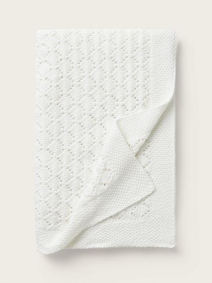The White Company Baby Pure Cotton Heirloom Blanket, White