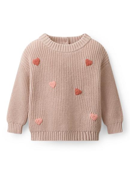 The White Company Baby Knitted Heart Jumper, Dusty Pink, Dusty Pink