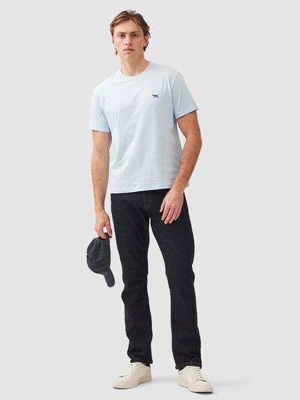Rodd & Gunn Cotton Slim Fit Embroidered Logo T-shirt, Ice Blue - view 2, Ice Blue