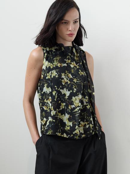 French Connection Serena Sleeveless Floral Blouse, Black/Multi, Black/Multi