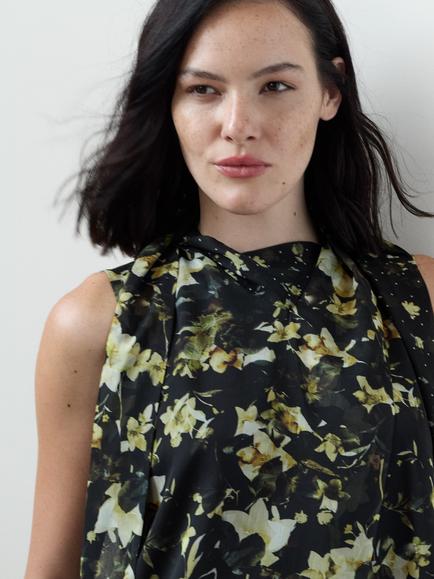 French Connection Serena Sleeveless Floral Blouse, Black/Multi - view 2, Black/Multi